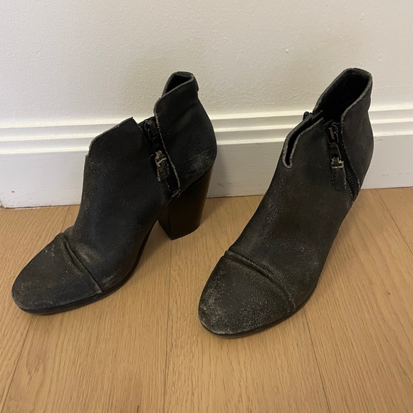 Rag & Bone Brushed Black Leather Booties Sz 7.5/38 - Picture 13 of 15